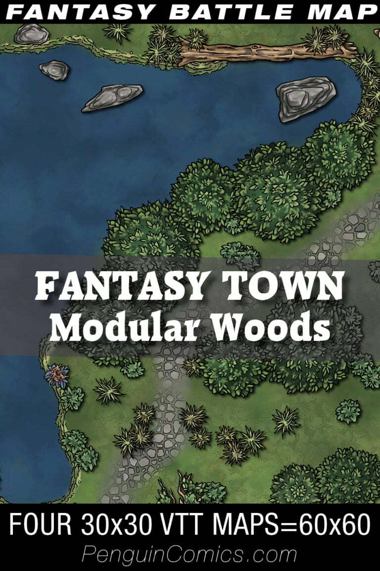 Fantasy Town: Modular Woods - VTT Battlemaps TTRPG